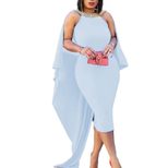 Fashionable Solid Color Backless Beaded Long Train Dress Slim Fit Elegant Design Perfect for Par