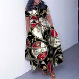 Plus Size African Style Dress Fashionable Short Sleeve A Line Tie Detail Perfect for Summer Even