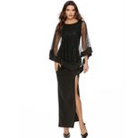 Sequin Embellished High Waisted Maxi Dress Slim Fit Two Piece Look Elegant Style Perfect for Eve