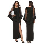 Sequin Embellished High Waisted Maxi Dress Slim Fit Two Piece Look Elegant Style Perfect for Eve
