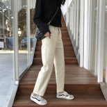 跨境货源2023春秋韩版新款学生米白色直筒牛仔裤女阔腿宽松九分裤