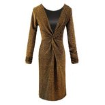 Backless Knotted Bodycon Dress Thickened Metallic Fabric Long Sleeve A Line Silhouette Evening W