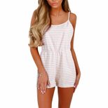 Striped Cotton Casual Jumpsuit Sleeveless Comfortable Fit Summer Style Wholesale Available custo