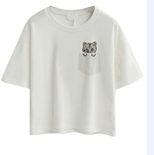 Cotton Crop Top Short Sleeve Cactus Embroidery Minimalist Design Summer Casual Wear Wholesale Av