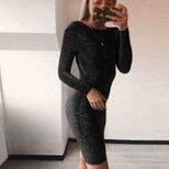Backless Knotted Bodycon Dress Thickened Metallic Fabric Long Sleeve A Line Silhouette Evening W