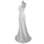 Lace Trimmed Backless Maxi Dress Solid Color Sleeveless Elegant Design Perfect for Weddings and