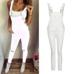 Womens Ripped Denim Jumpsuit Casual Style Adjustable Straps Comfortable Fit Perfect for Everyday