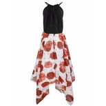 Chic Womens Chiffon Dress Set Sexy Spaghetti Strap Top with Floral Print Stylish Summer Outfit f