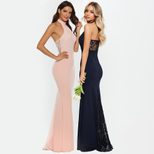 Elegant Lace Backless Maxi Dress Sexy Halter Neck Wedding Evening Gown Wholesale Available priva