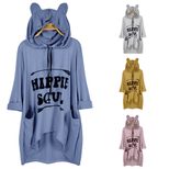 Plus Size Womens Loose Fit Hooded T Shirt Irregular Hem Autumn Winter Style Ready to Ship OEM OD