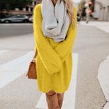 Long Sleeve Plush Midi Dress Loose Fit Round Neck Soft Fabric Fall Winter Fashion Wholesale Avai