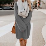 Long Sleeve Plush Midi Dress Loose Fit Round Neck Soft Fabric Fall Winter Fashion Wholesale Avai