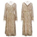 Long Sleeve Sequin Fringe Maxi Dress for Women Elegant Spring Summer Style Perfect for Parties a
