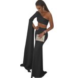 Summer Maxi Dress Sexy One Shoulder Cropped Design Elegant Fabric Perfect for Parties and Events