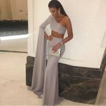 Summer Maxi Dress Sexy One Shoulder Cropped Design Elegant Fabric Perfect for Parties and Events