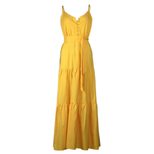 Womens Summer Dress Unique Button Design V Neck Color Block Sleeveless Casual Wear for Parties o