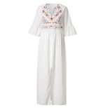 Bohemian A Line Dress Loose Fit Mid Sleeve Floral Print Color Block Casual Wear for Summer Whole