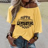 Womens Loose Fit Casual T Shirt Round Neck Printed Design Trendy Style Perfect for Spring Summer