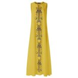Vintage Floral Print Womens Dress V Neck Sleeveless Pocket Design Summer Casual Wear Wholesale A