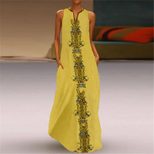 Vintage Floral Print Womens Dress V Neck Sleeveless Pocket Design Summer Casual Wear Wholesale A