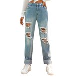 High Waisted Ripped Denim Jeans for Women Stylish Casual Comfortable Fit Perfect for Work or Eve