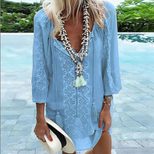 Chiffon Patchwork Long Sleeve Plus Size Top Loose Fit Elegant Design Versatile for Casual or For