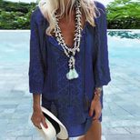 Chiffon Patchwork Long Sleeve Plus Size Top Loose Fit Elegant Design Versatile for Casual or For