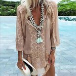 Chiffon Patchwork Long Sleeve Plus Size Top Loose Fit Elegant Design Versatile for Casual or For