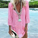 Chiffon Patchwork Long Sleeve Plus Size Top Loose Fit Elegant Design Versatile for Casual or For