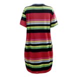 Plus Size Red Striped Dress Slim Fit Short Sleeve Comfortable Fabric Summer Fashion for Women Wh