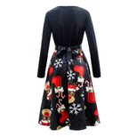 Vintage Floral Print Long Sleeve A Line Dress Round Neck Festive Style Perfect for Christmas Cel