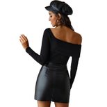 High Waisted PU Leather Skirt Casual Fashionable Irregular Design Womens Apparel for Everyday We