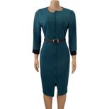 Summer Womens Dress Elastic Fabric Color Block Button Front Side Slit Casual or Party Wear Whole
