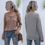 Casual Long Sleeve T Shirt Loose Fit Solid Color Stylish Design Womens Apparel for Everyday Wear