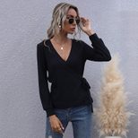 Womens Long Sleeve T Shirt Solid Color Knit Fabric Casual Style Available in Black Wholesale Low MOQ
