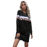 Fashionable Long Sleeve Leopard Print Sweatshirt Dress Autumn Style Casual Chic Wholesale Availa