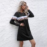 Fashionable Long Sleeve Leopard Print Sweatshirt Dress Autumn Style Casual Chic Wholesale Availa