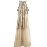 Halter Neck Sequin Mesh Panel Dress Elegant Evening Gown Perfect for Parties and Special Occasio