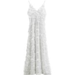 Elegant Backless Maxi Dress Sexy Lace Feather Details Lightweight Fabric Perfect for Parties and