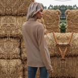 Womens Long Sleeve T Shirt Asymmetrical Design High Neck Solid Color Khaki Green Fall Winter Wholesale