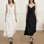 Elegant Backless Maxi Dress Sexy Lace Feather Details Lightweight Fabric Perfect for Parties and