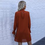 Loose Fit Long Sleeve Turtleneck Dress Solid Color Fashionable Design Casual Wear for Women Whol