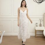 Elegant Backless Maxi Dress Sexy Lace Feather Details Lightweight Fabric Perfect for Parties and