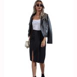 Womens Irregular Split Midi Skirt Fashionable Elegant Commuter Style Available in Multiple Color