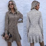 Printed Long Sleeve Shirt Dress for Women Fashionable Leopard Print Autumn Wear