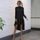 Plus Size Long Sleeve High Neck Dress in Solid Colors Khaki Green Red Black for Casual Wear Wholesale