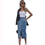 High Waisted Denim Skirt Single Breasted Fashionable Casual Style Perfect for Spring and Summer