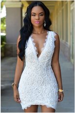 Lace Crochet Sleeveless V Neck Bodycon Dress Elegant Sexy Comfortable Perfect for Parties and Ni
