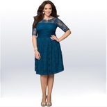 Plus Size Lace Dress Elegant Solid Color Available in Black and Blue Wholesale Low MOQ bulk order custom packaging