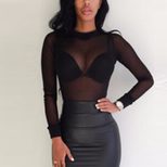 Sheer Mesh Long Sleeve T Shirt Stretchy Sexy Lightweight Fabric Perfect for Layering or Night Ou